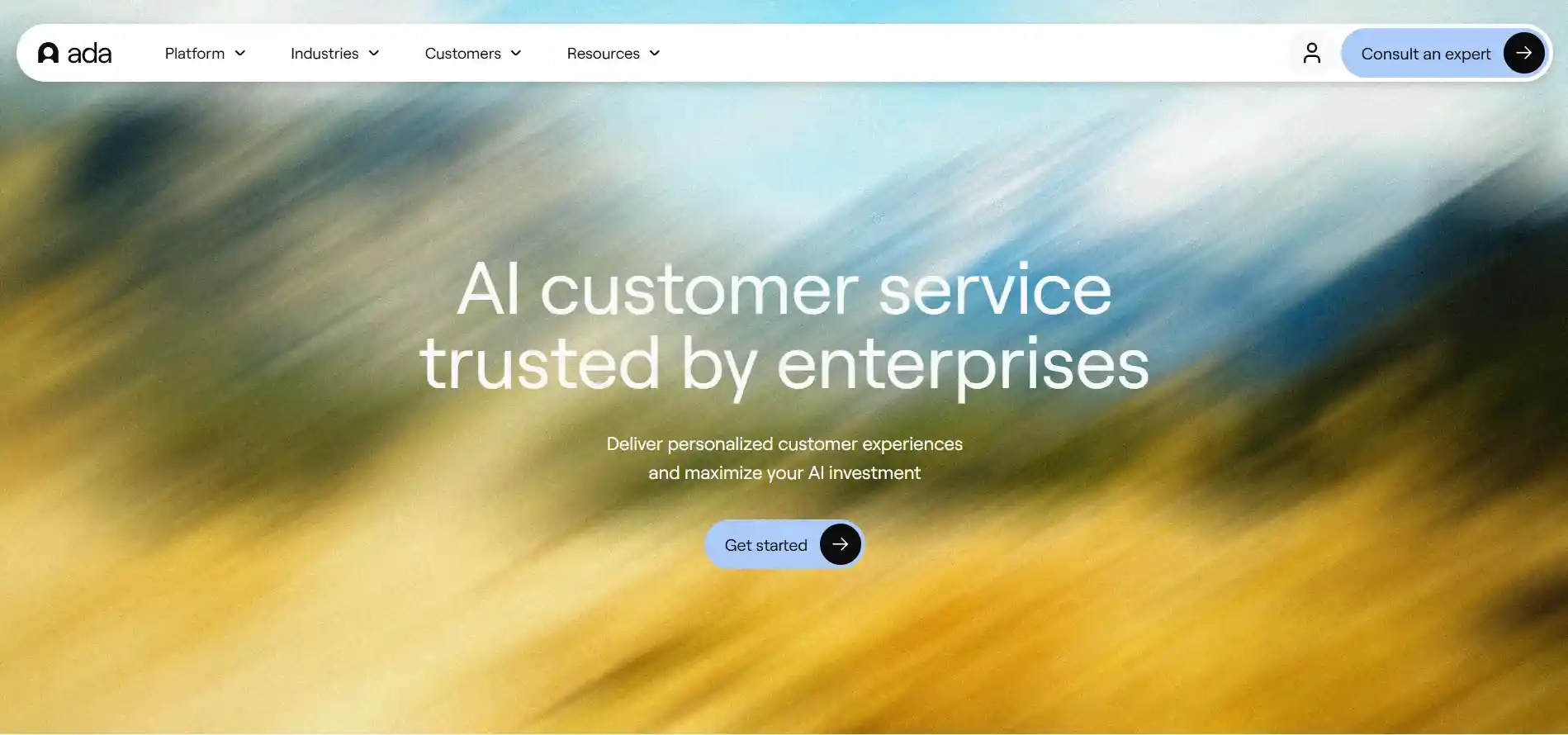Illustration showing Ada AI chatbot enabling businesses to scale customer support through automated conversations, personalized customer experiences, and advanced conversational AI technology.