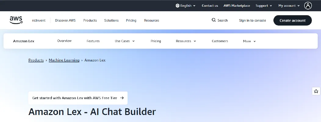 Amazon Lex overview as a Free AI Chatbot API with voice support