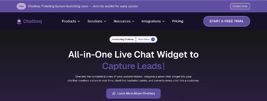 Chatboq live chat software dashboard showing hybrid AI-human chat system