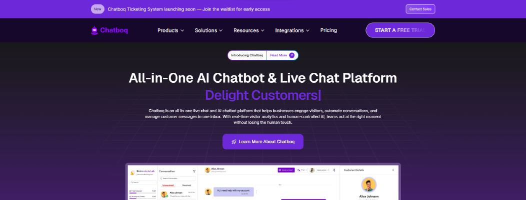Chatboq - All-in-One AI Chatbot & Live Chat Platform
