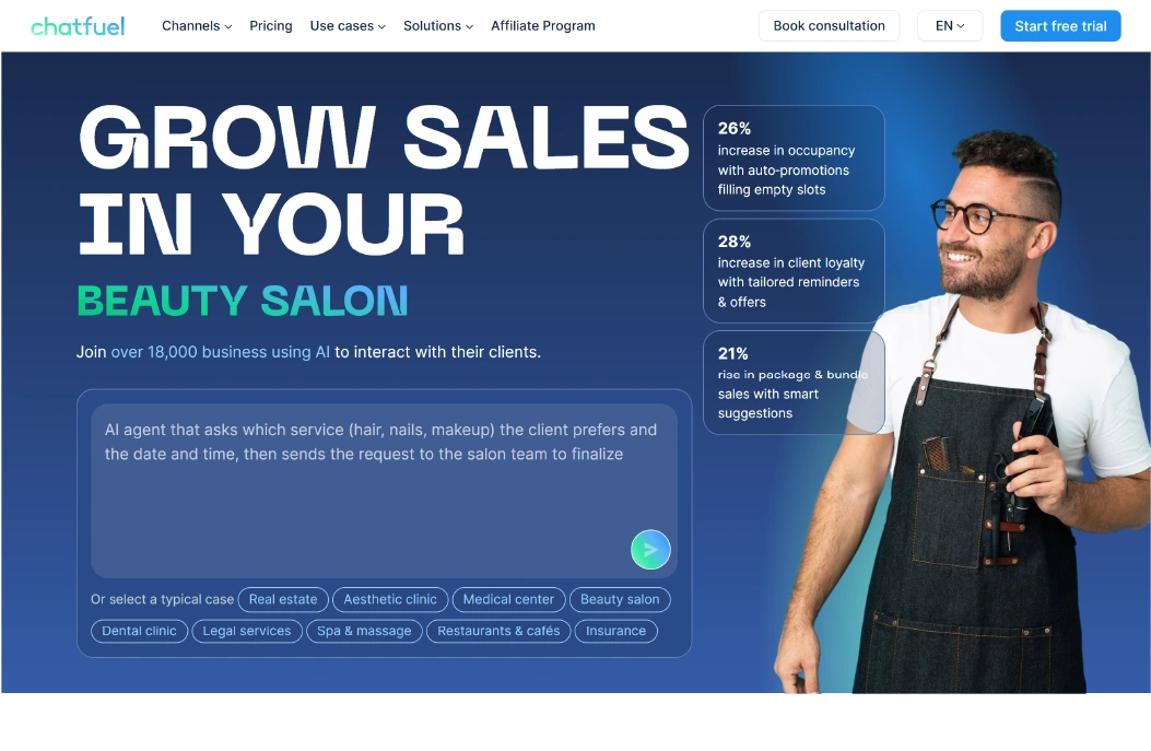 Chatfuel is a cloud-based chatbot platform for Facebook Messenger, Instagram, Telegram, and Line. It automates customer interactions with AI.