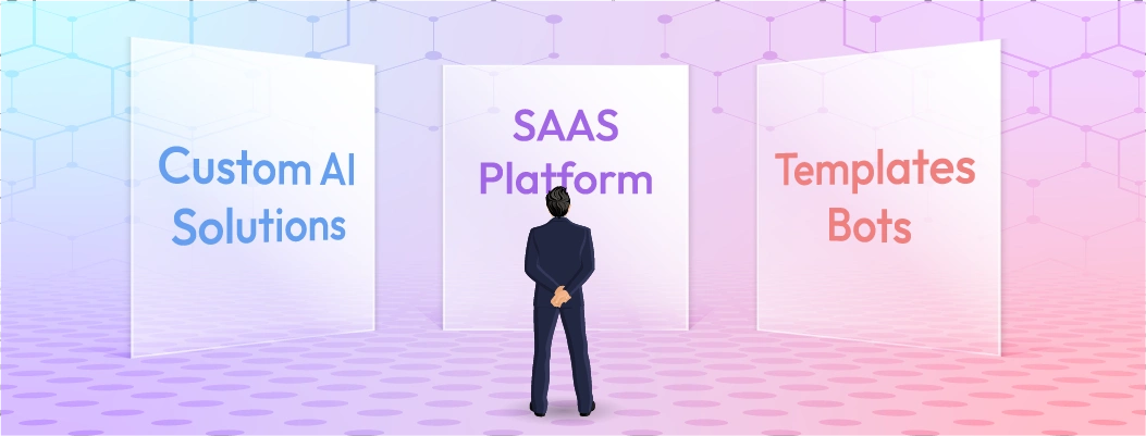 Different AI solutions for ecommerce customer support including SaaS and custom bots