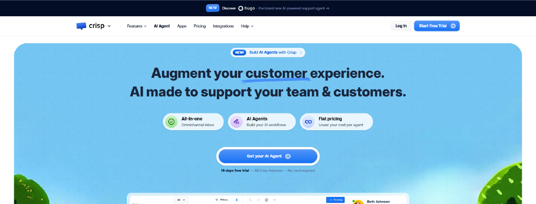 Crisp lightweight shared inbox and live chat Zendesk alternative