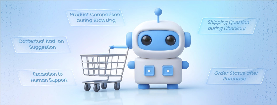 Ecommerce chatbot interface demonstrating personalized shopping assistance and recommendations.