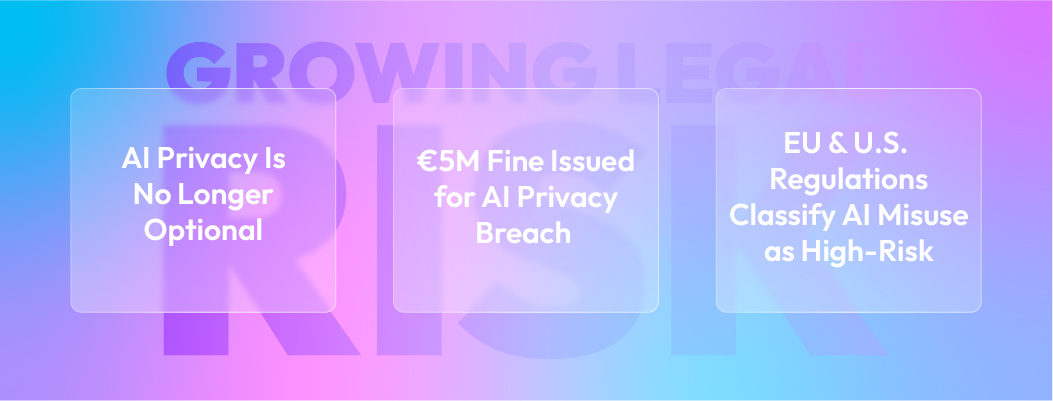 Illustration showing growing legal risk with governments cracking down on AI chat regulations.