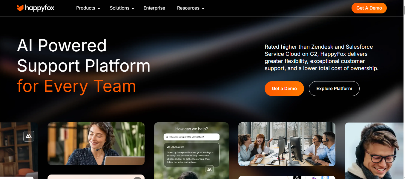 HappyFox help desk automation software dashboard with Smart Rules, SLA tracking, and multi-channel ticket management