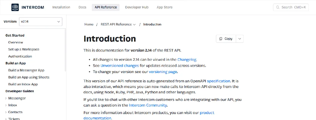 Intercom API for CRM-focused Free AI Chatbot API integration