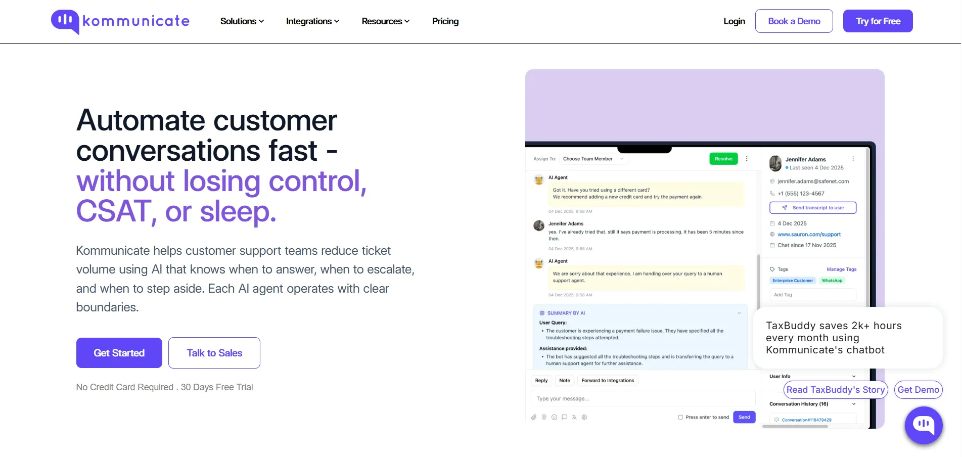 Illustration showing Kommunicate platform enabling businesses to combine AI-powered chatbots with human support, delivering seamless customer conversations, automation, and efficient query resolution across channels.