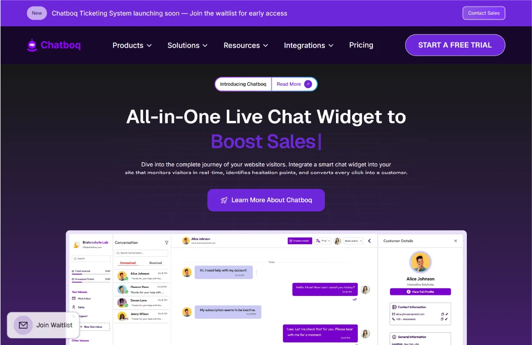 List of the best Free Chat Widgets in 2025, including Chatboq, Tidio, HubSpot, Crisp, JivoChat, and Tawk.to