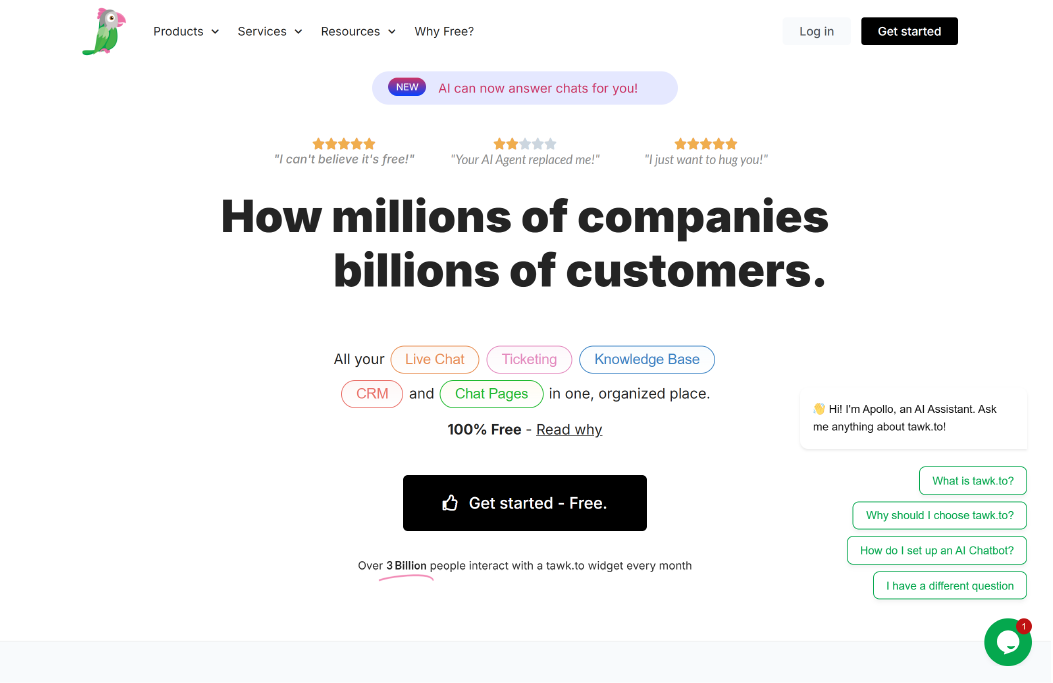 List of the best Free Chat Widgets in 2025, including Chatboq, Tidio, HubSpot, Crisp, JivoChat, and Tawk.to