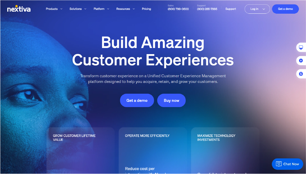 Nextiva unified communications and contact center dashboard with voice calls, routing tools, and reporting analytics
