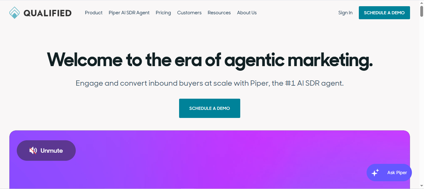 Screenshot of Qualified ABM platform with Salesforce integration, account-based lead routing, and AI visitor qualification.