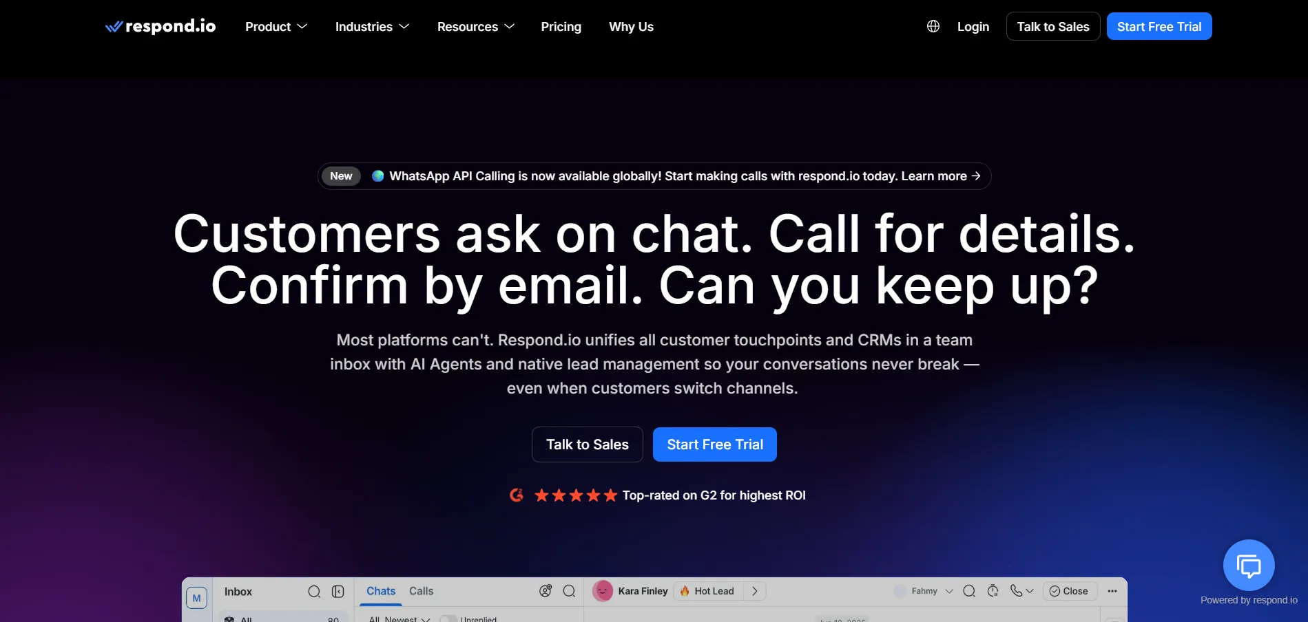 Illustration showing Respond.IO platform helping businesses manage customer conversations across multiple messaging channels with automation, centralized inbox, and AI-powered workflows.
