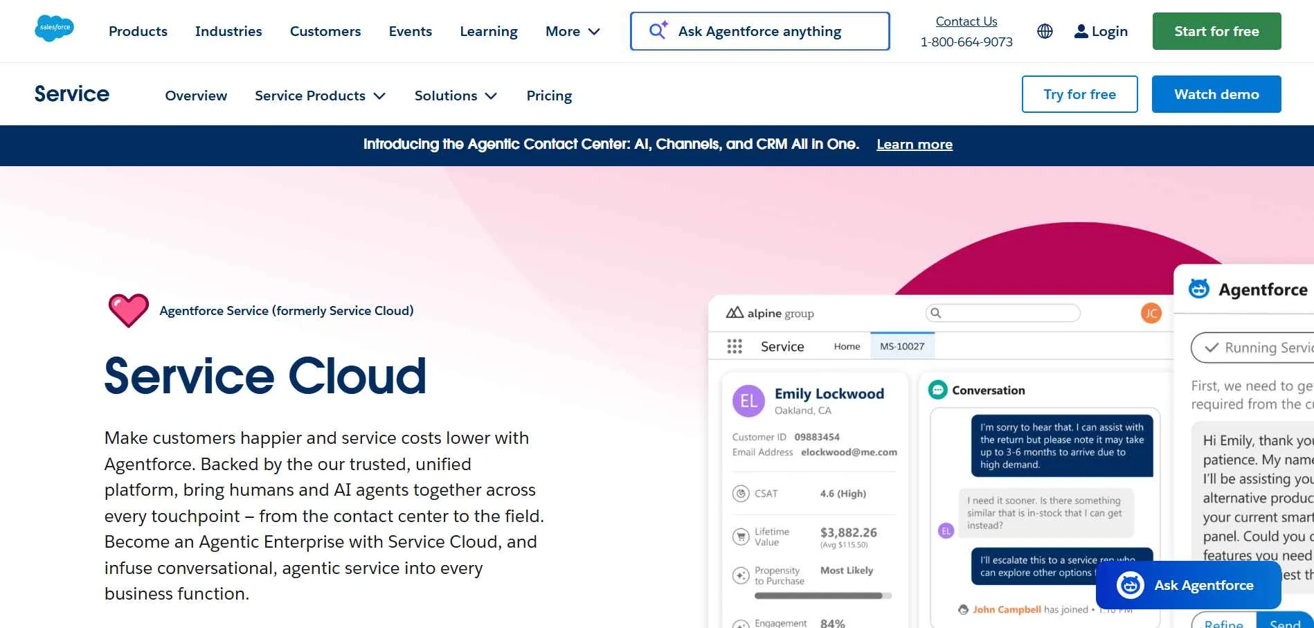 Illustration showing Salesforce Service Cloud platform helping businesses manage customer support, cases, and omnichannel service operations.