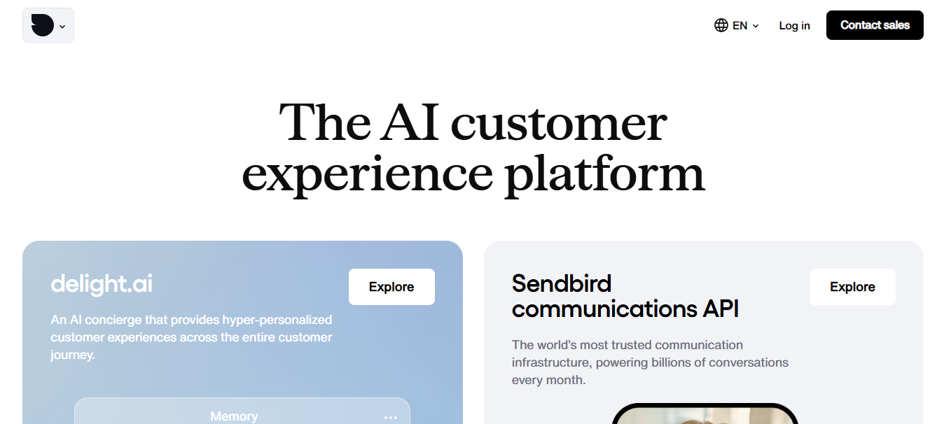 Sendbird in-app chat SDK with scalable messaging, moderation tools, and MAU-based pricing for enterprise apps