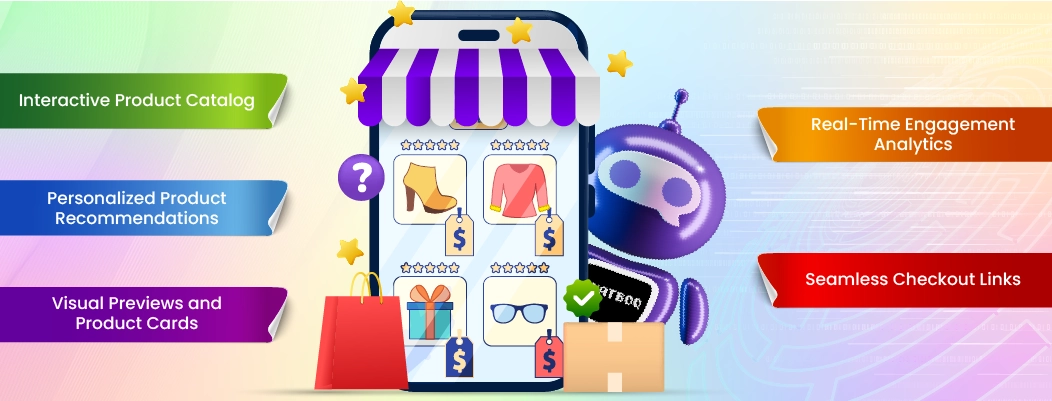 Overview of Chatboq features that enable interactive product catalogs, AI recommendations, and real-time visual shopping experiences.Overview of Chatboq features that enable interactive product catalogs, AI recommendations, and real-time visual shopping experiences.