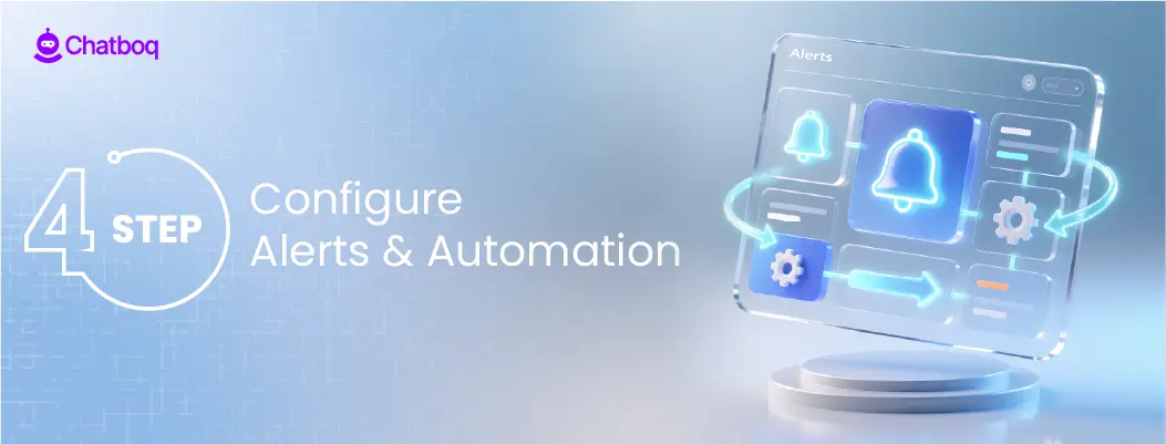 Diagram showing step 4 in customer service KPI setup: configuring alerts and automation to monitor performance efficiently.