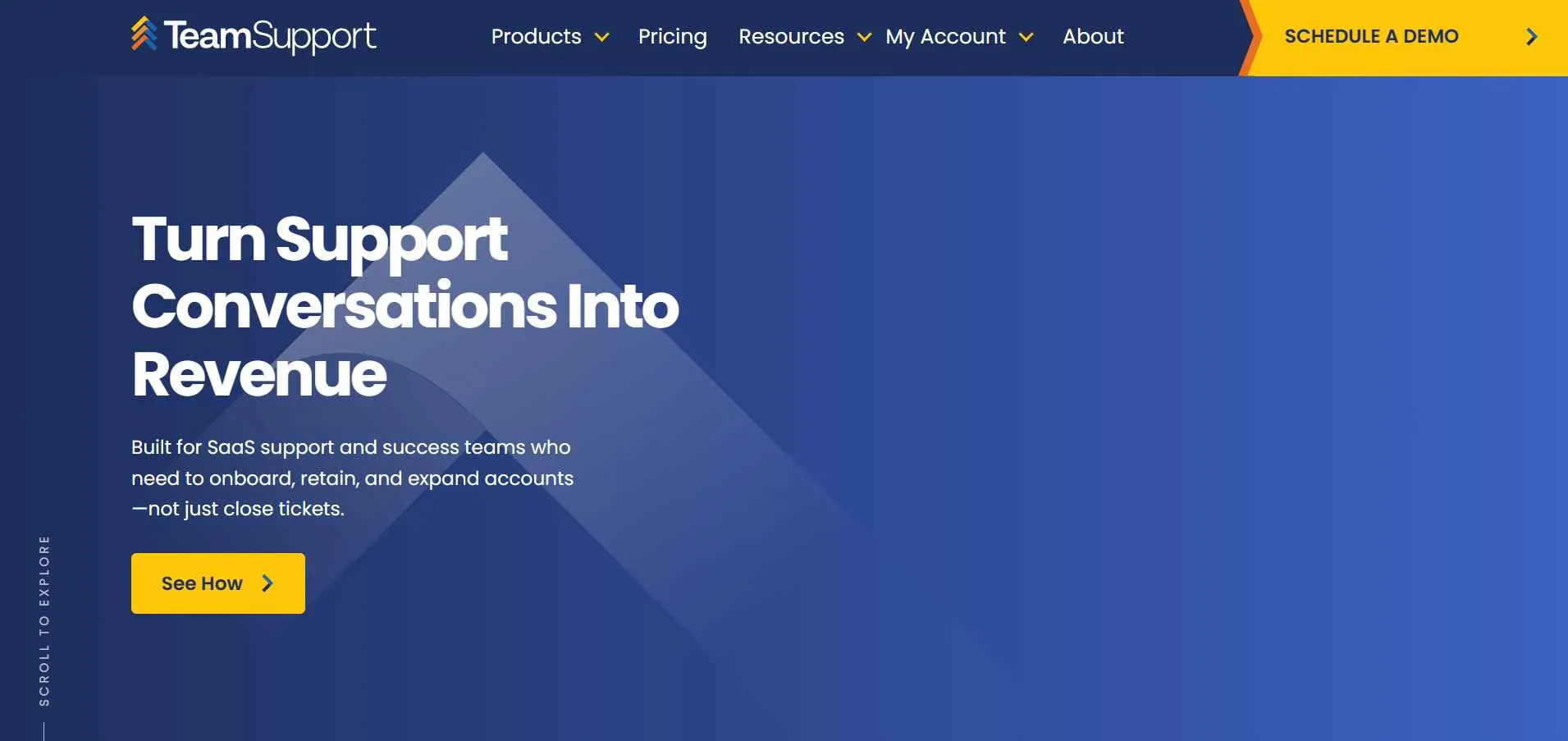 Illustration showing TeamSupport help desk platform designed for B2B customer support and collaborative ticket management.