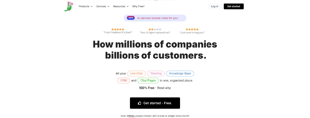 Tawk.to live chat platform interface showing automated messaging, customer support, and engagement features.