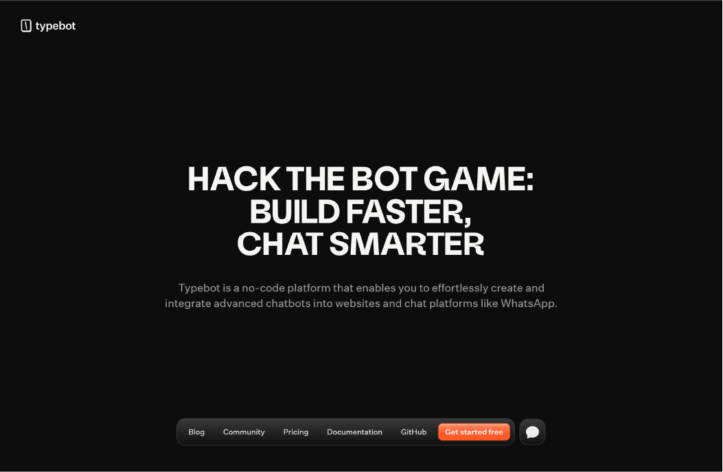 Typebot is an open-source, no-code chatbot builder that lets businesses create advanced chat experiences without programming. Its drag-and-drop interface and extensive library make it flexible for ecommerce.