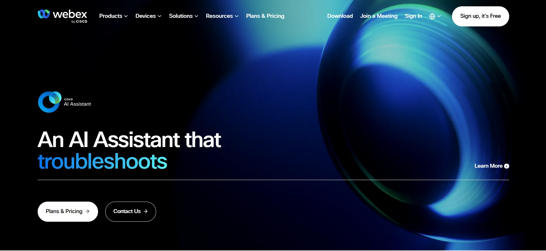 Illustration showing Webex Suite platform helping businesses collaborate through video meetings, messaging, calls, and team productivity tools.