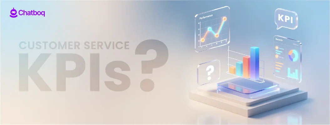 Illustration showing key customer service KPIs like response time, resolution rate, and customer satisfaction metrics.