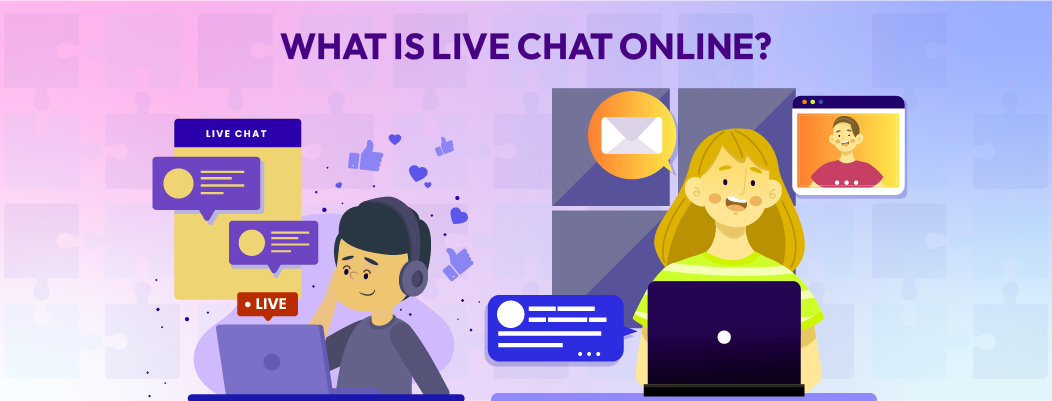"Live chat online tool connecting website visitors to agents or chatbots in real time