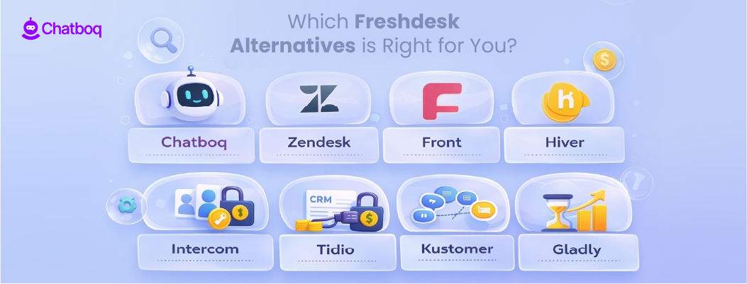 Decision guide infographic helping businesses select the best Freshdesk competitor based on SLA needs, automation depth, and support workflows.