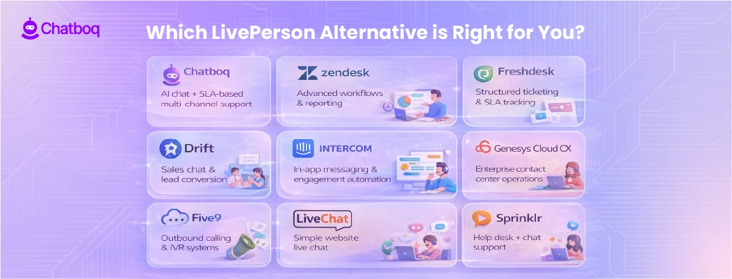 Expert guide to choosing the best LivePerson alternative based on your business needs, communication channels, automation features, and budget.