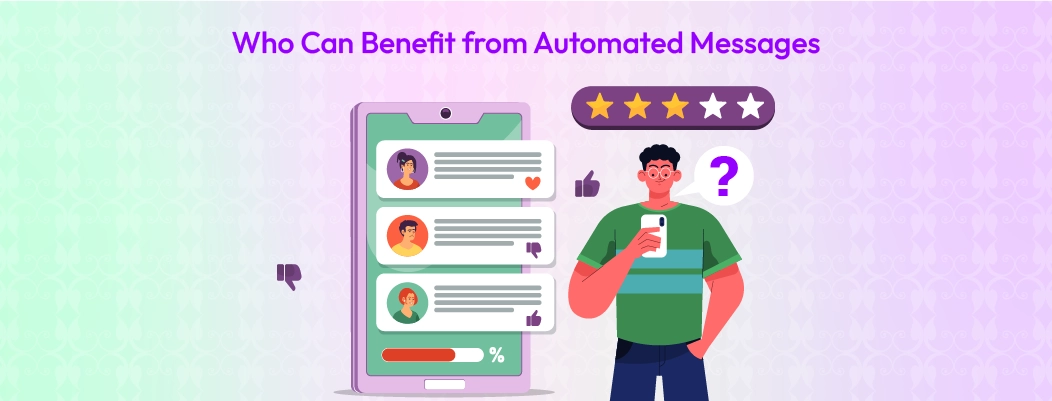Illustration showing multiple industries—SaaS, eCommerce, and support teams—leveraging Chatboq’s hybrid messaging for efficiency and engagement.