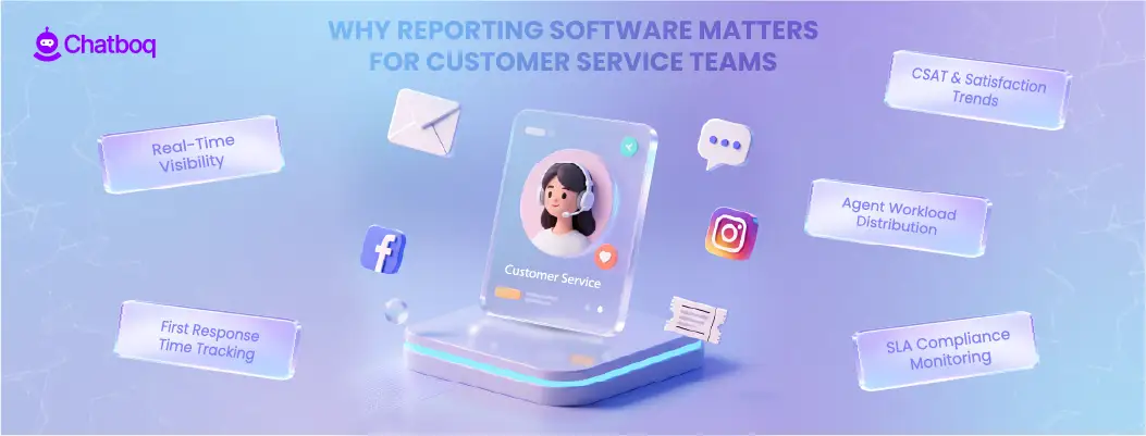 Illustration of software dashboards enabling customer service teams to analyze and improve KPIs.