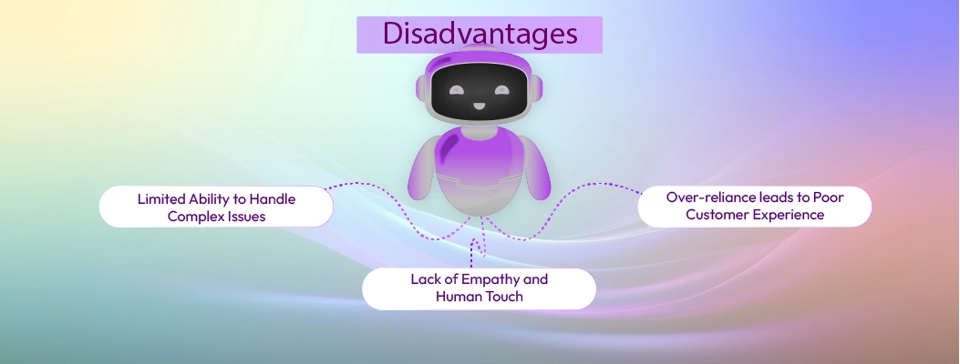 Illustration showing risks and disadvantages of chatbots in customer service impacting customer satisfaction