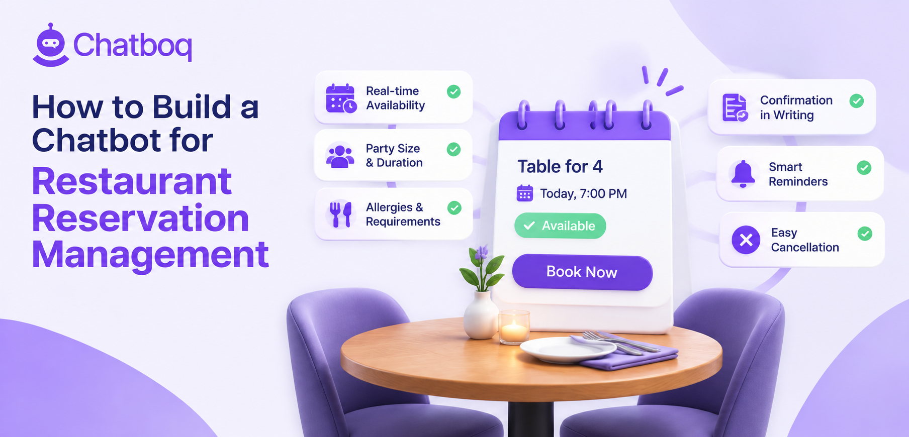 A chat window checking table availability for a restaurant booking