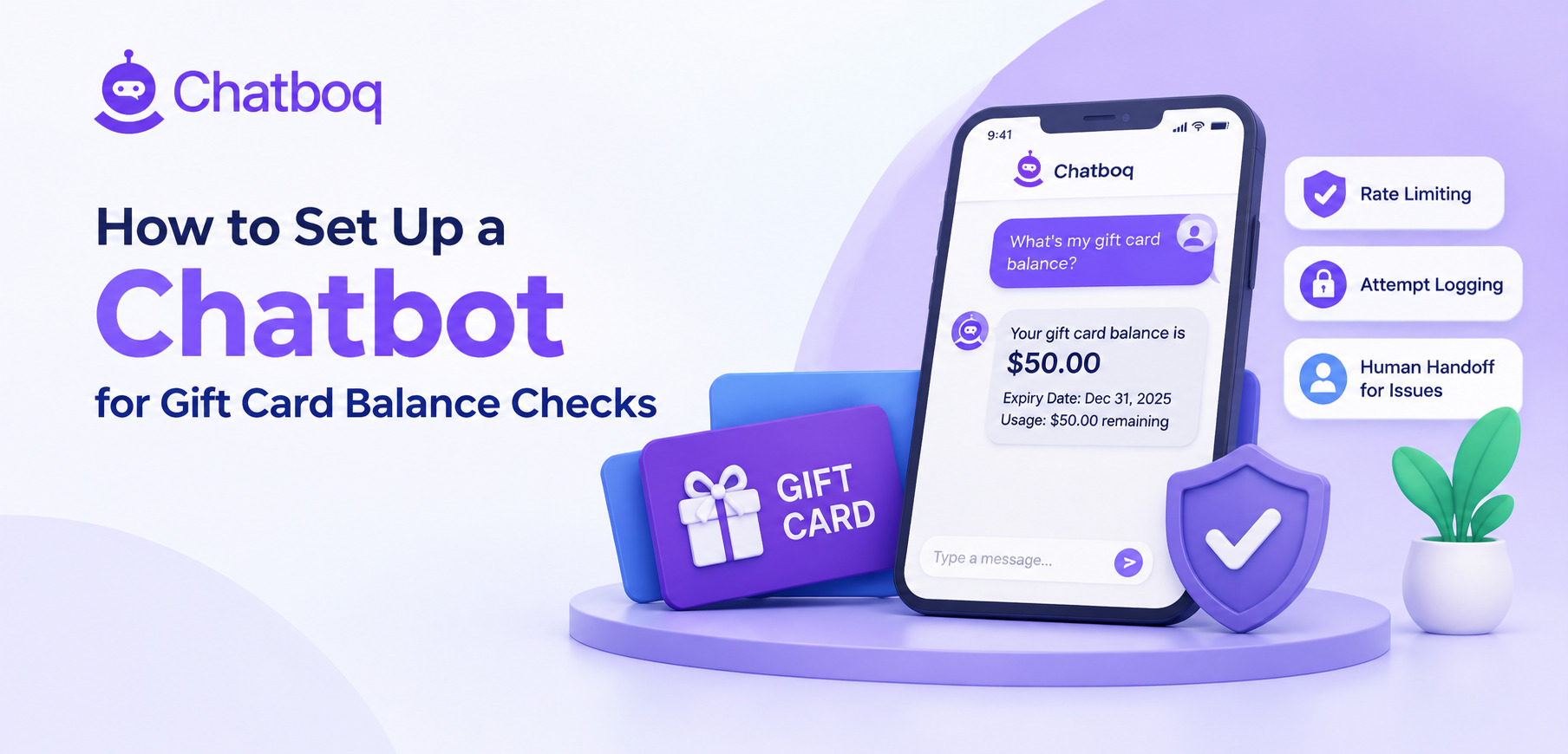 A chat window returning a gift card balance and expiry date