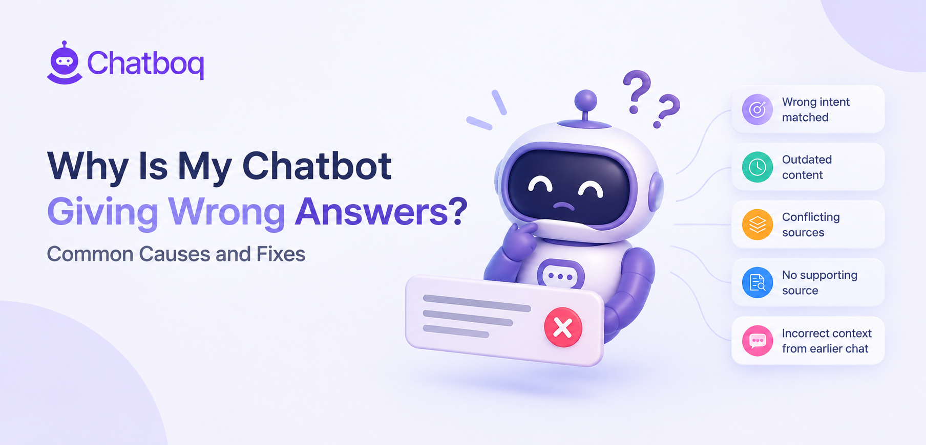 A diagnostic flow showing how to trace the cause of a wrong chatbot answer