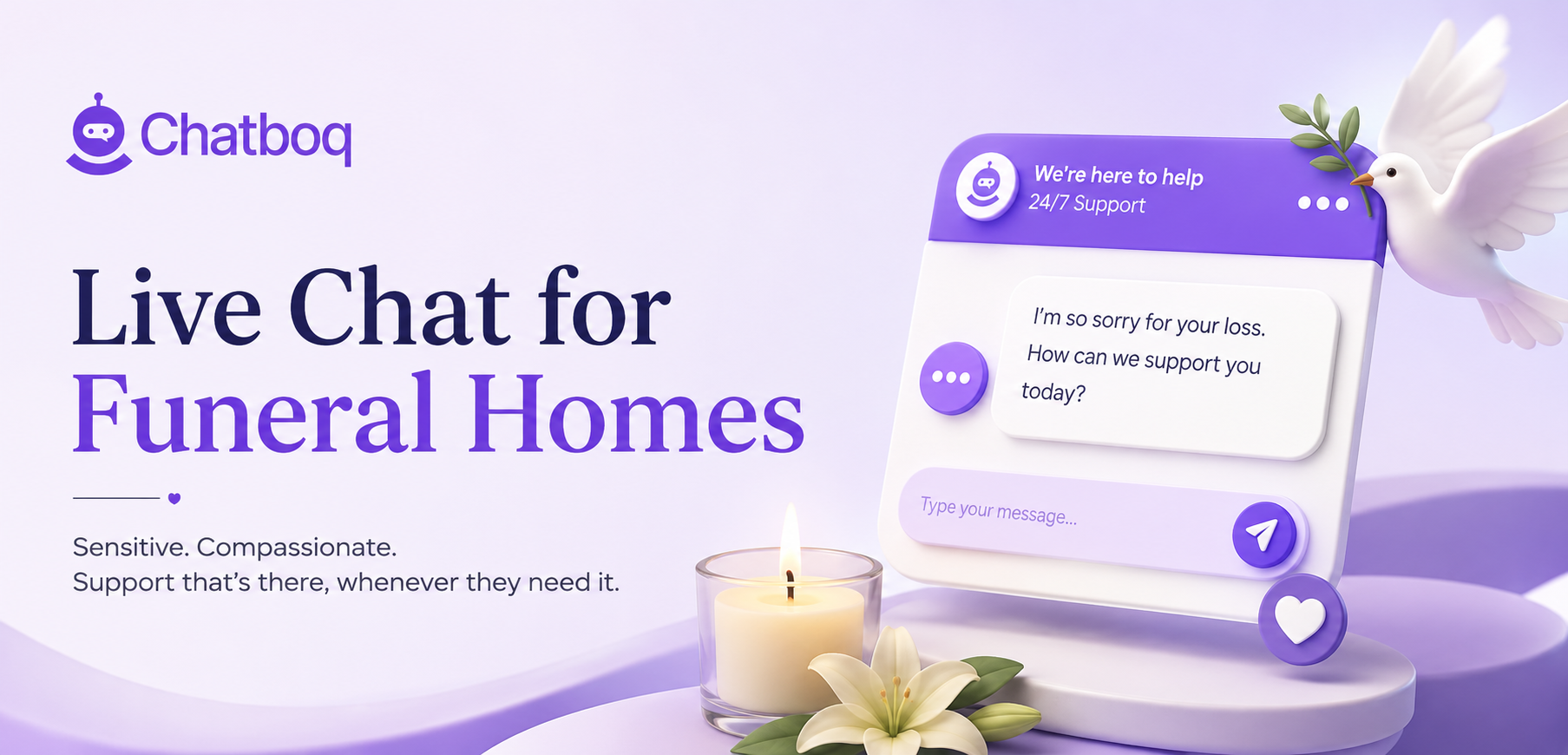 A funeral home website chat window offering to connect a family with a director