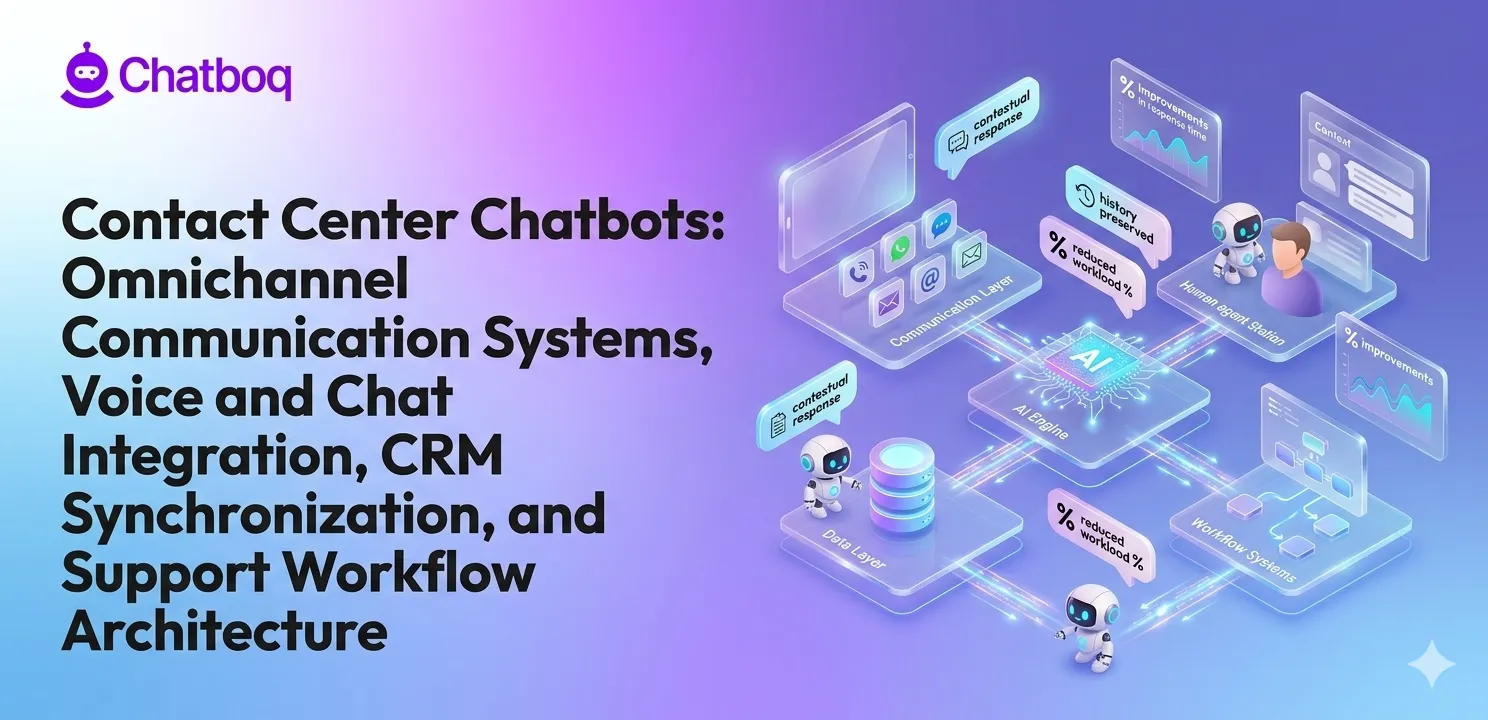 Illustration of an AI engine connecting communication layers, data layers, and human agent stations.