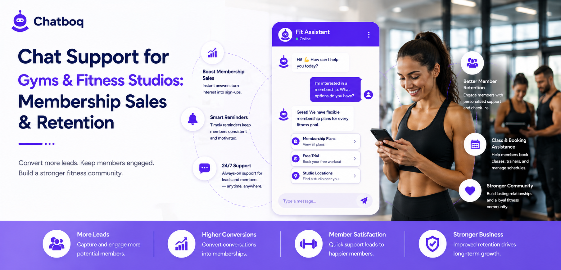 Chat Support for Gyms & Fitness Studios: Membership Sales & Retention