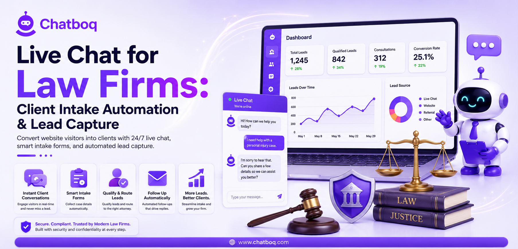 Live chat client intake for law firms