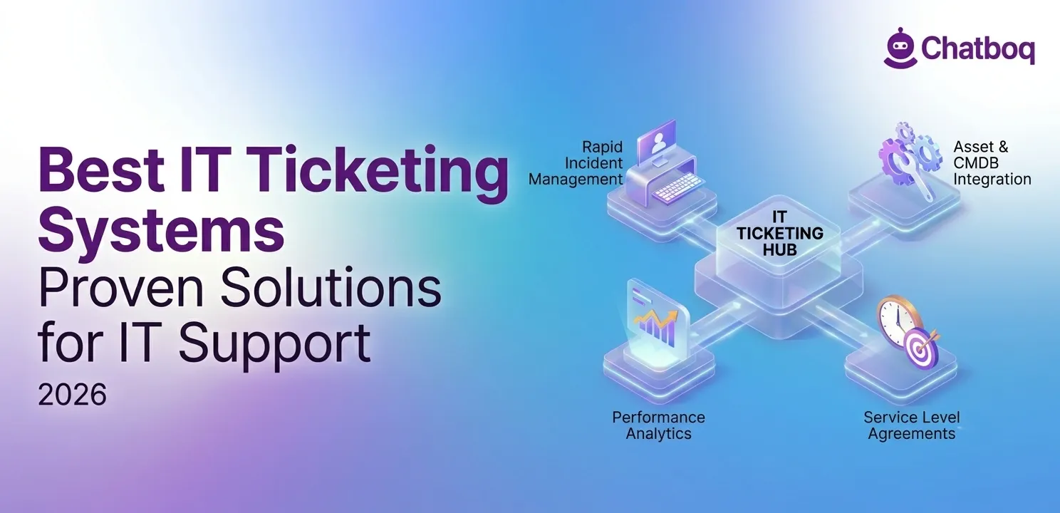 Best IT ticketing systems dashboard with performance analytics and support hub automation by Chatboq.