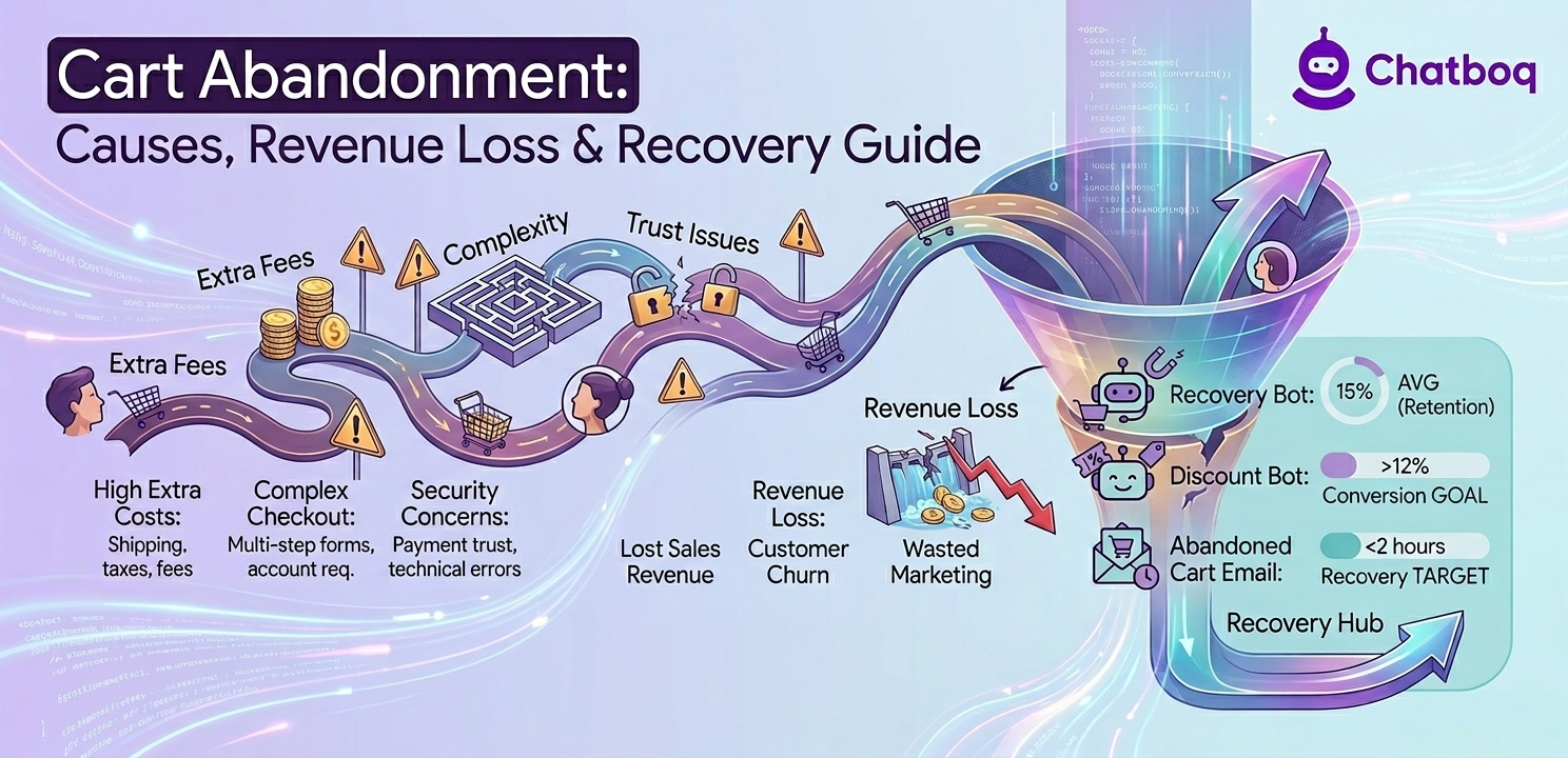 Cart Abandonment: Purchase Drop-Off Behavior, Checkout Friction Causes, Revenue Loss Metrics, and Recovery Optimization Strategies