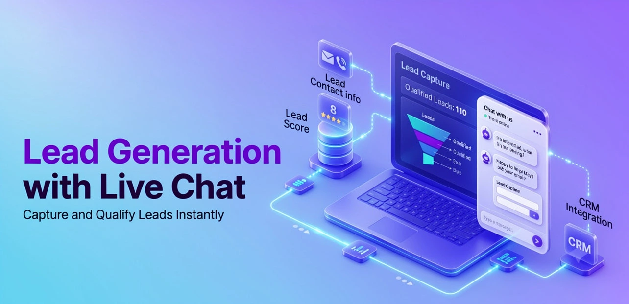Live Chat software interface demonstrating lead generation and qualification features.