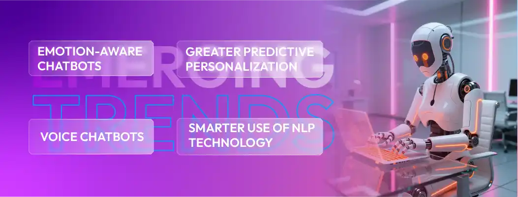 Future trends in personalized ecommerce chatbots with AI and advanced technologies.