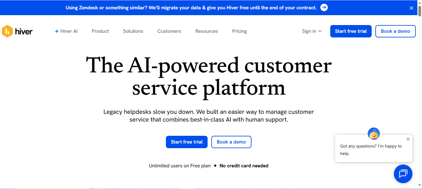 Hiver Gmail shared inbox platform interface for team email collaboration and customer support management.
