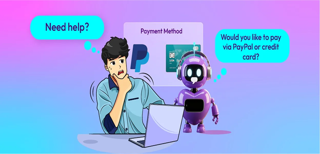 AI chatbot assisting customers during payment and checkout in an e-commerce store