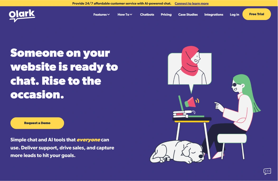 Olark WordPress chat widget with advanced analytics and customization for business insights.
