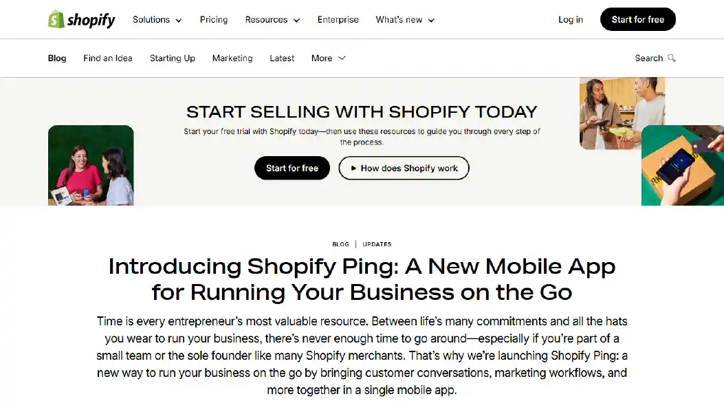 Shopify Ping chatbot for Shopify stores