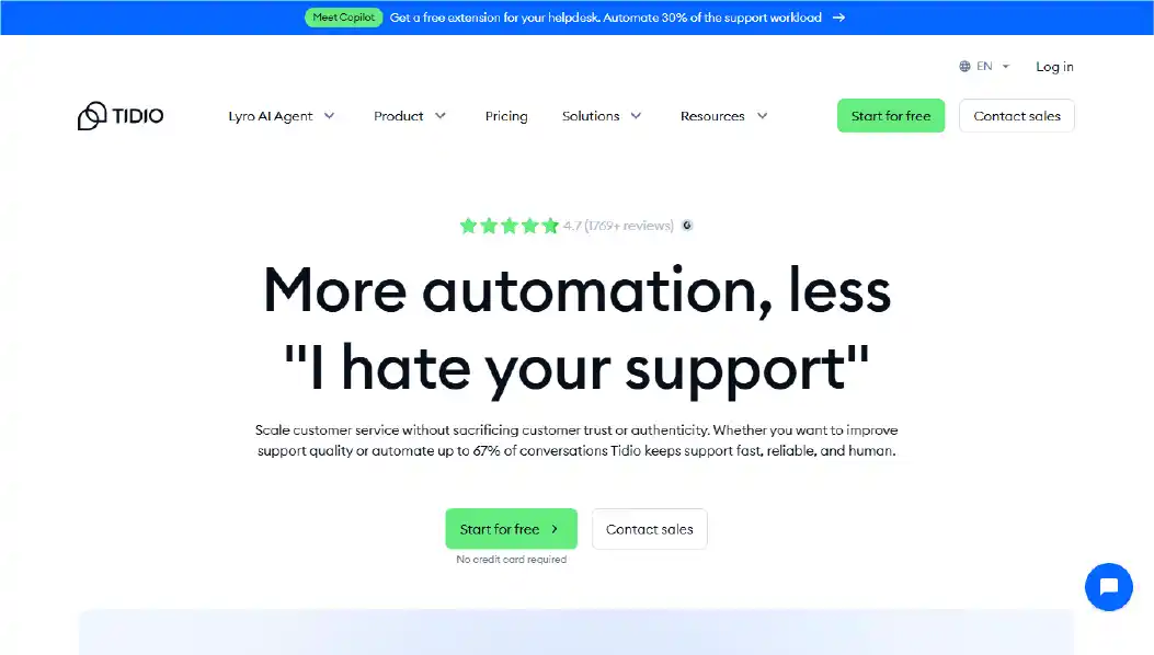 Tidio AI chatbot for ecommerce stores